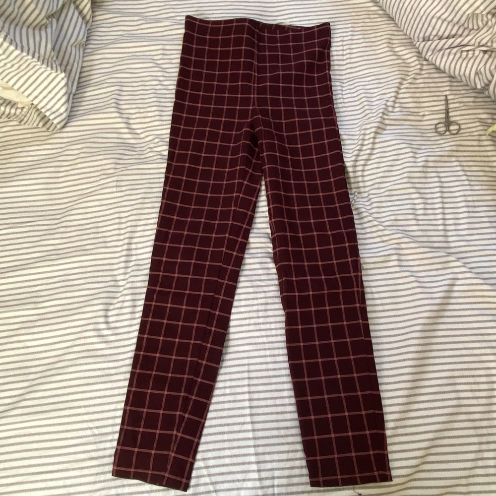 Plaid maroon pants
